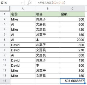 average関数 例